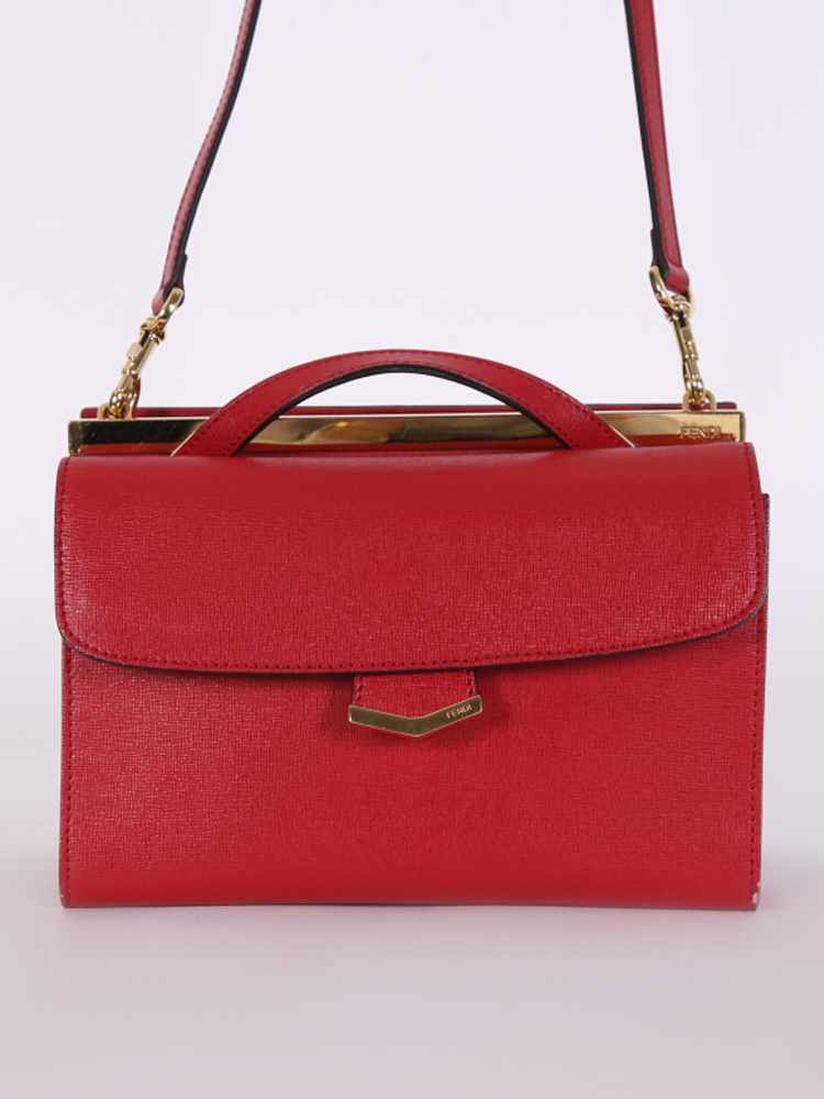 Fendi - Demi Jour Small Leather Shoulder Bag with Strap Red