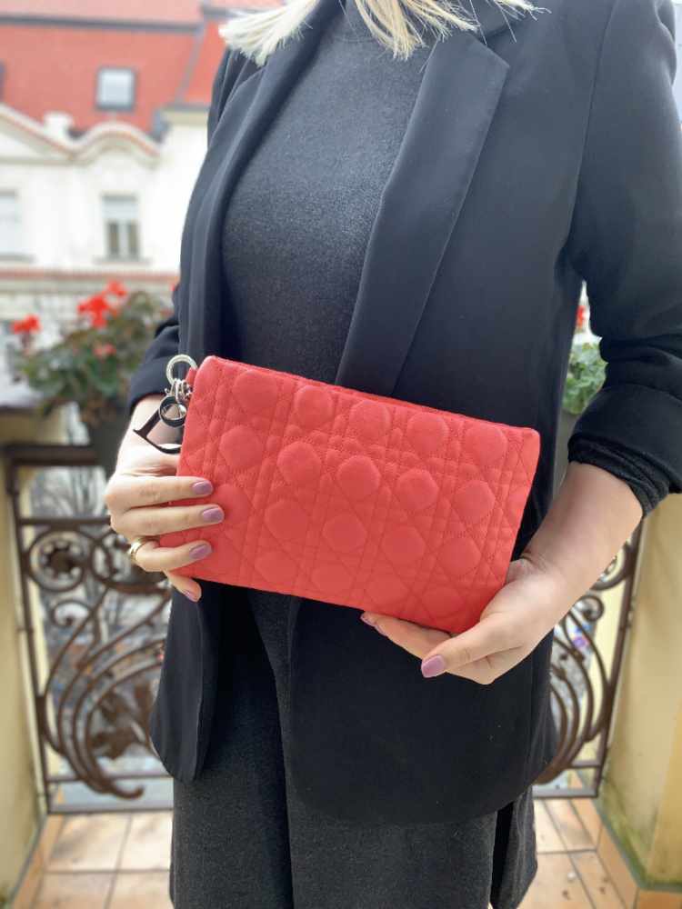 Dior Panarea Cannage Clutch Coral www.luxurybags.eu