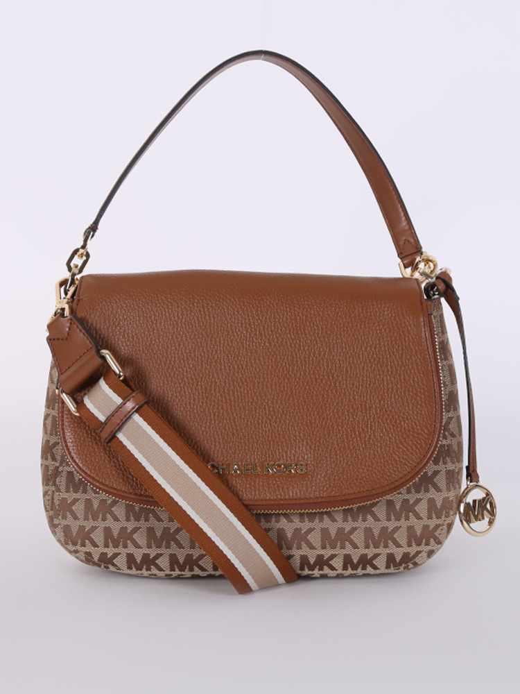 Michael Kors Bedford Medium MK Signature Flap Crossbody Brown www.luxurybags.eu