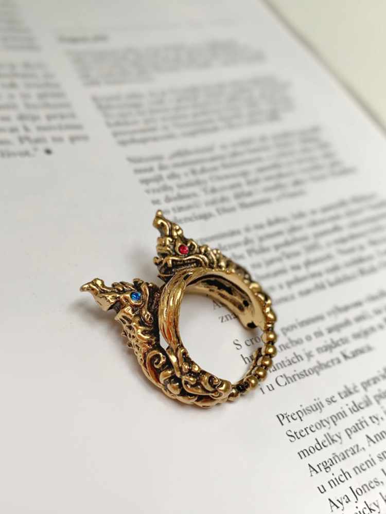 Gucci Sea Dragons Metal Ring Matt Gold L www.luxurybags.eu