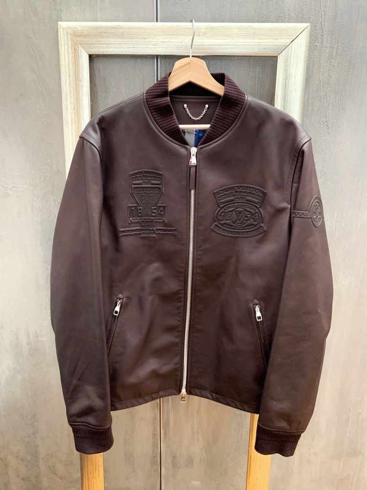 Louis Vuitton Leather Denim Jacket, Brown, 56