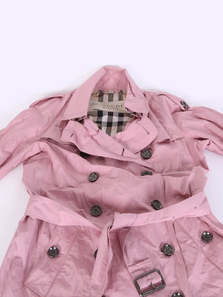 Burberry Brit Polyester Trench Coat Blush Pink 38 www.luxurybags.eu
