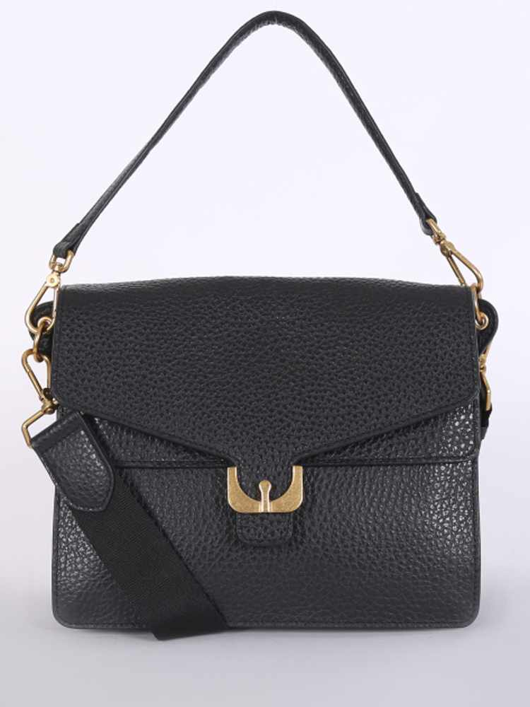 Coccinelle - Ambrine Maxi Tumbled Leather Shoulder Bag Black | www 