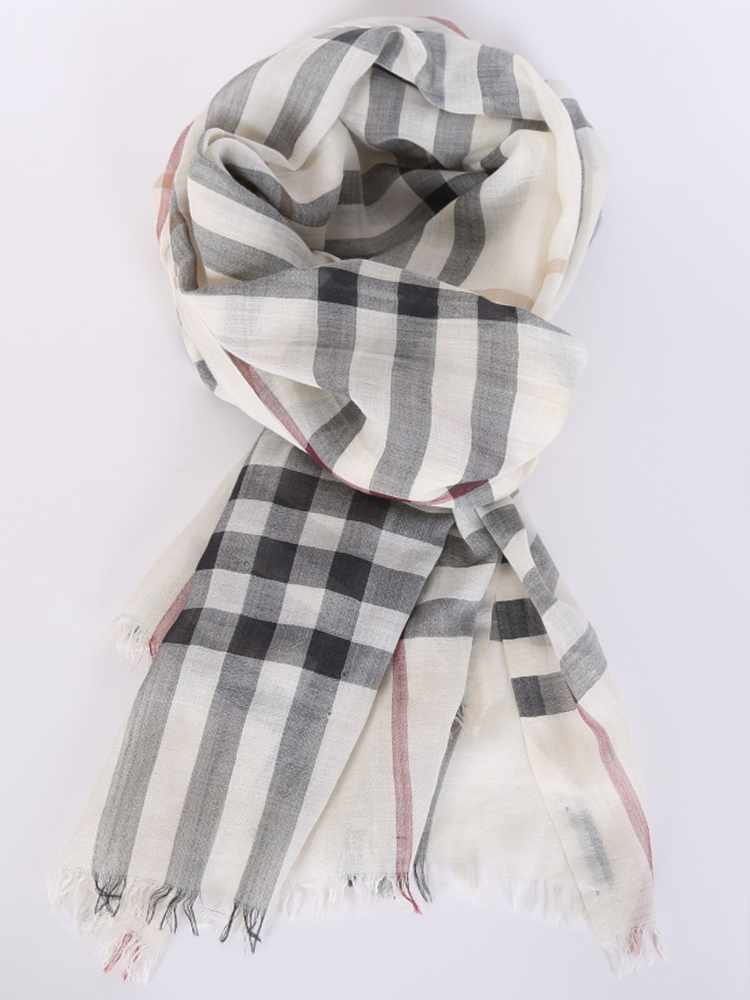 Burberry Lightweight Check Wool Silk Scarf