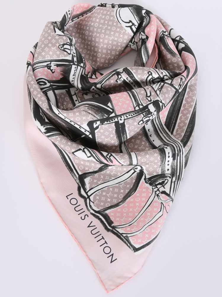 Louis Vuitton LV trunk square scarf Multiple colors Silk ref