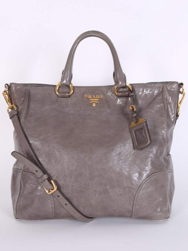 Prada - Vitello Shine Shopping Bag Argilla