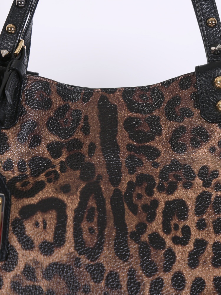 Dolce & Gabbana - Beatrice Leopard Print Leather Studded Shoulder 