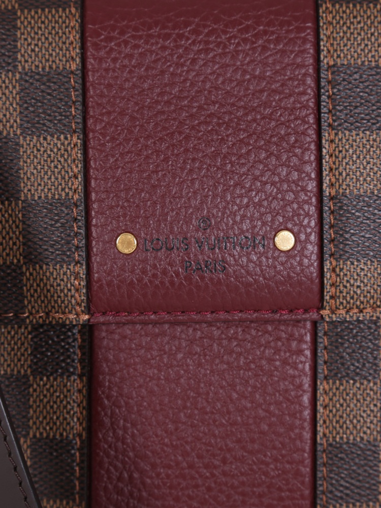 Louis Vuitton Bond Street Top Handle Bag Damier Burgundy Leather MM Brown