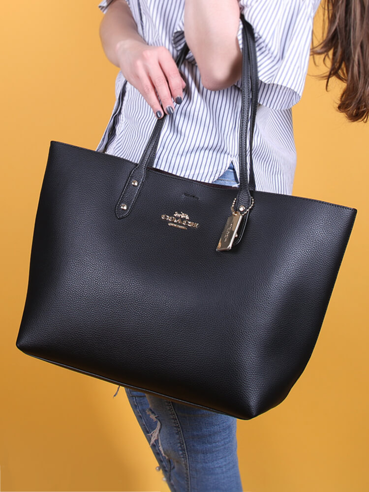 Coach - Town Leather Shopping Tote Black | www.luxurybags.eu