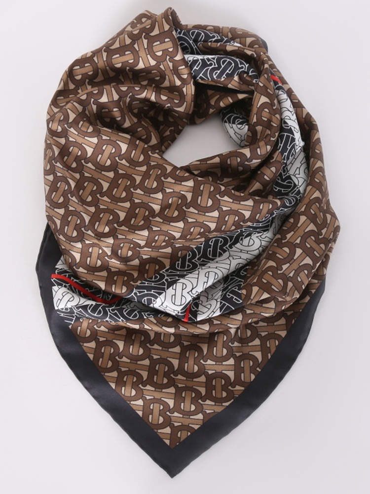 Burberry Monogram Print Square Silk Scarf