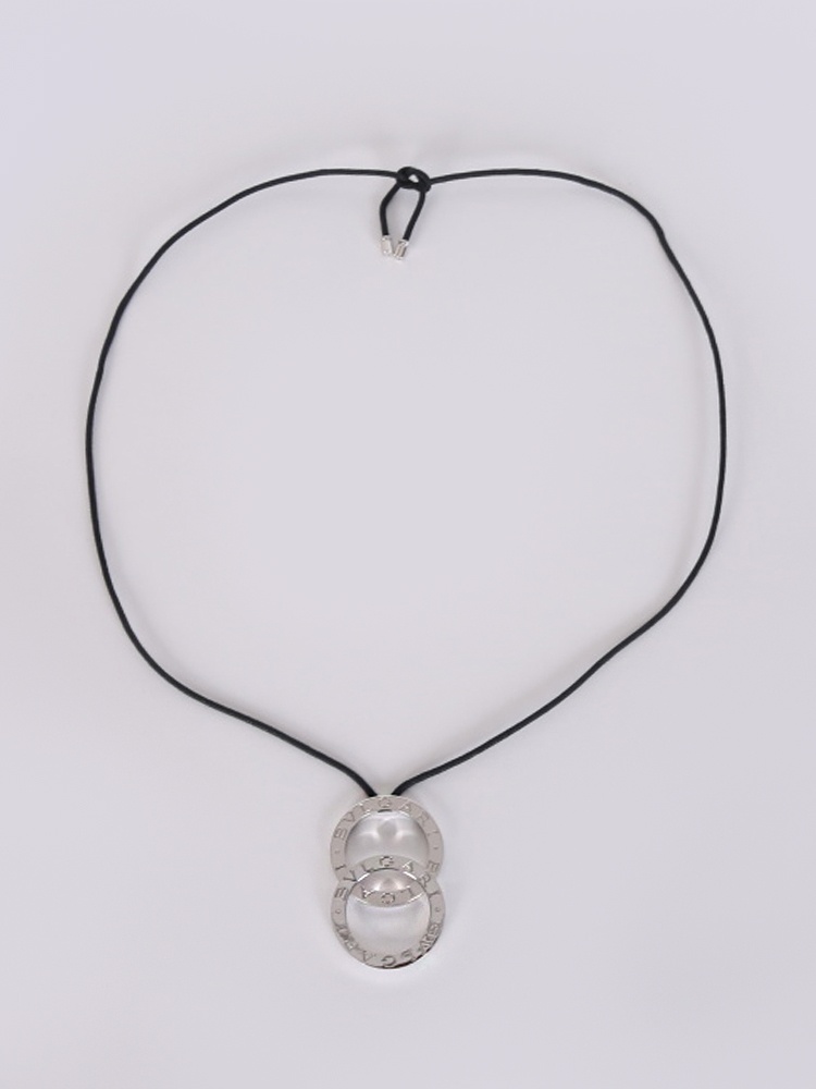Bulgari - Fortuna Grande 925/1000 Silver Pendant Cord Necklace ...