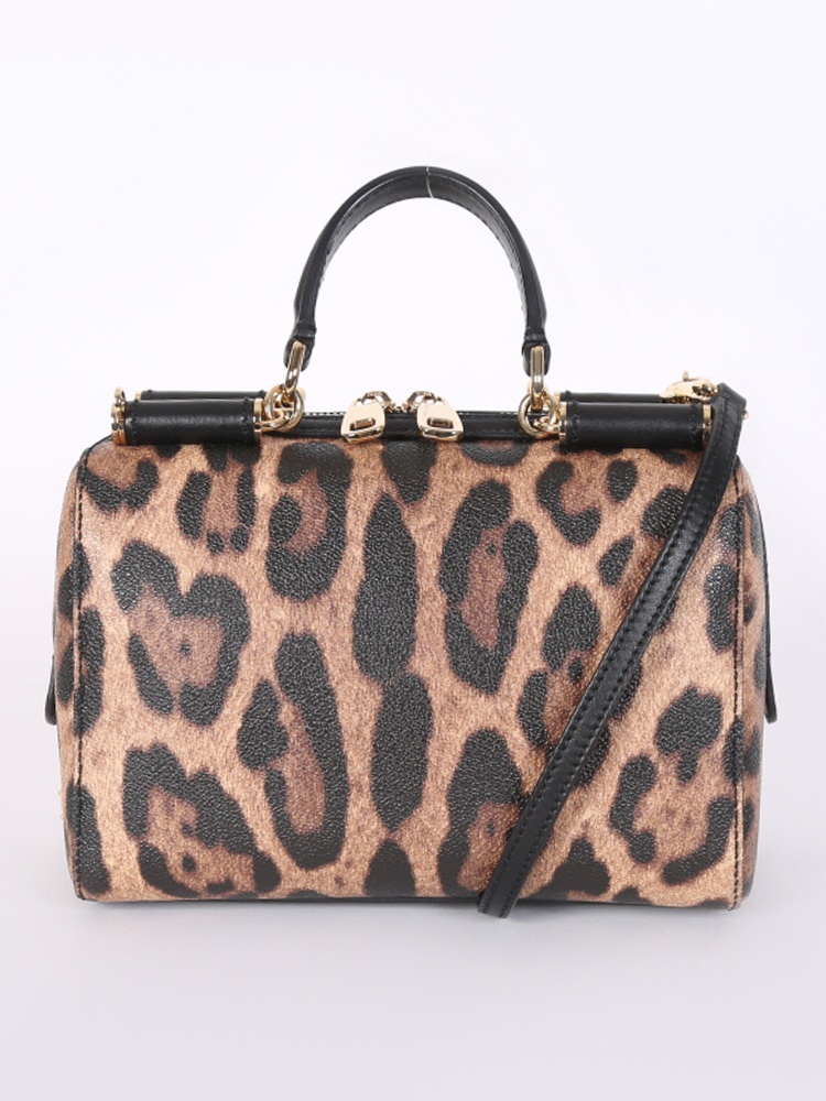 Dolce & Gabbana - Miss Sicily Small Leopard Print Boston Bag Brown