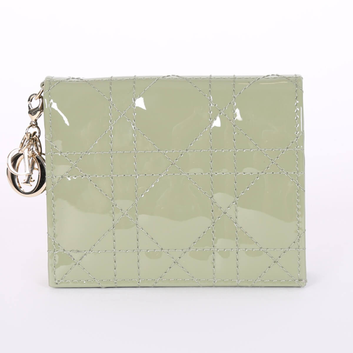 Dior Lady Dior Mini Patent Calfskin Wallet Green www.luxurybags.eu