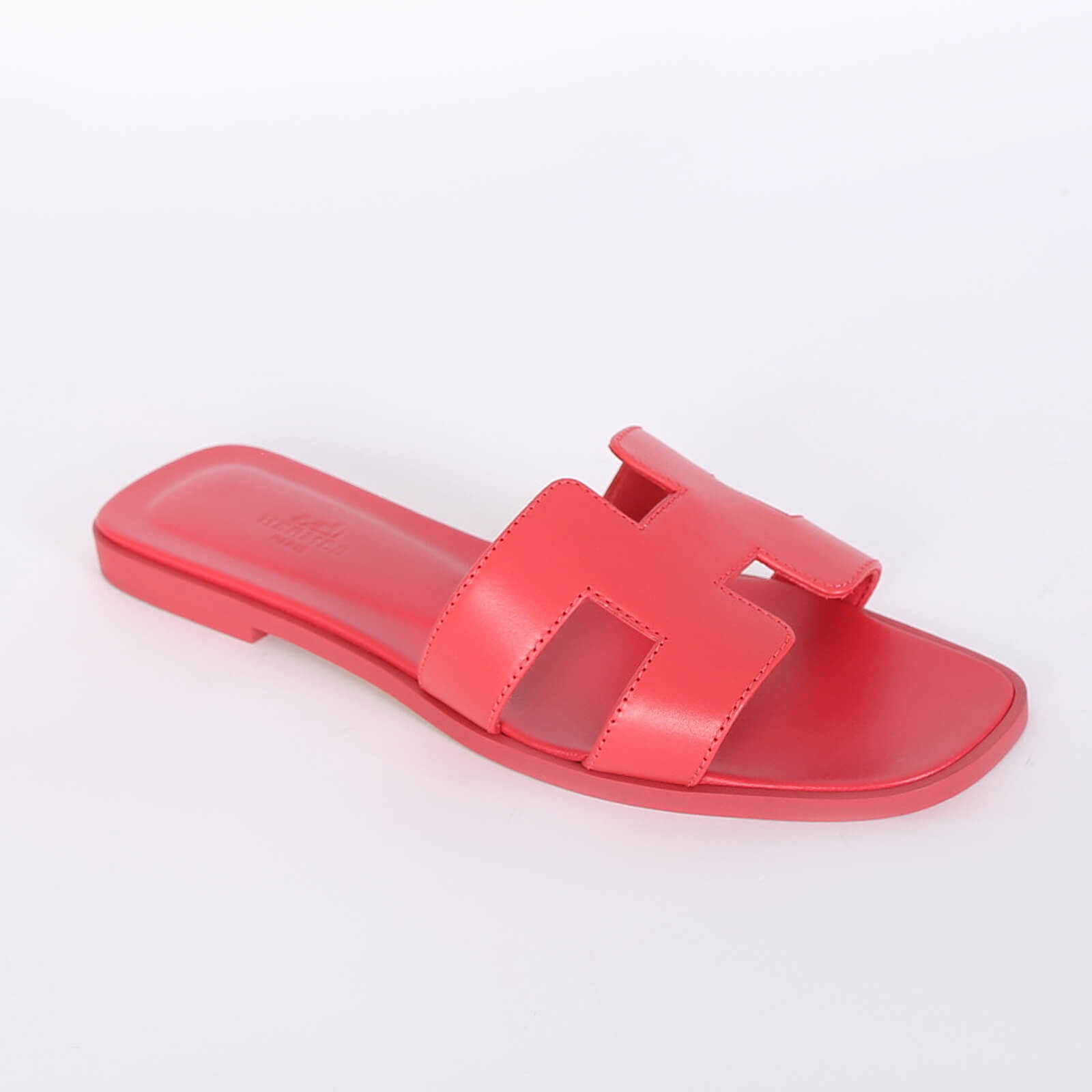 Hermes Oran Sandals Rouge Blush Box Calfskin 38