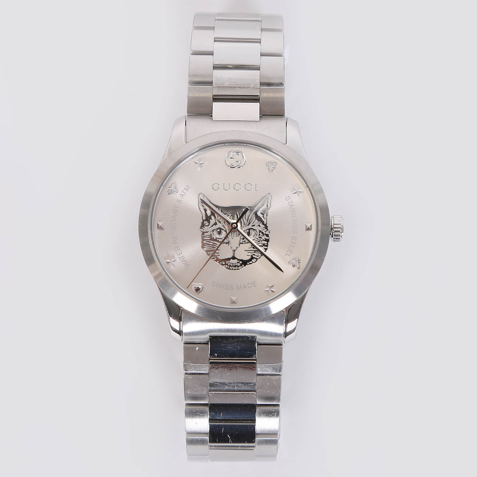 Gucci G Timeless 38mm Feline Watch Silver www.luxurybags.eu