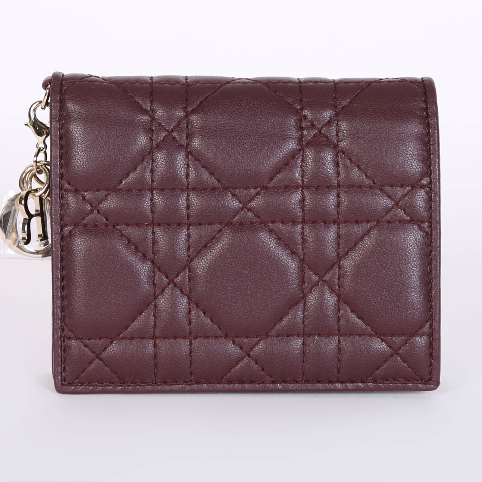 Dior Lady Dior Mini Cannage Lambskin Wallet Deep Amarante www.luxurybags.eu