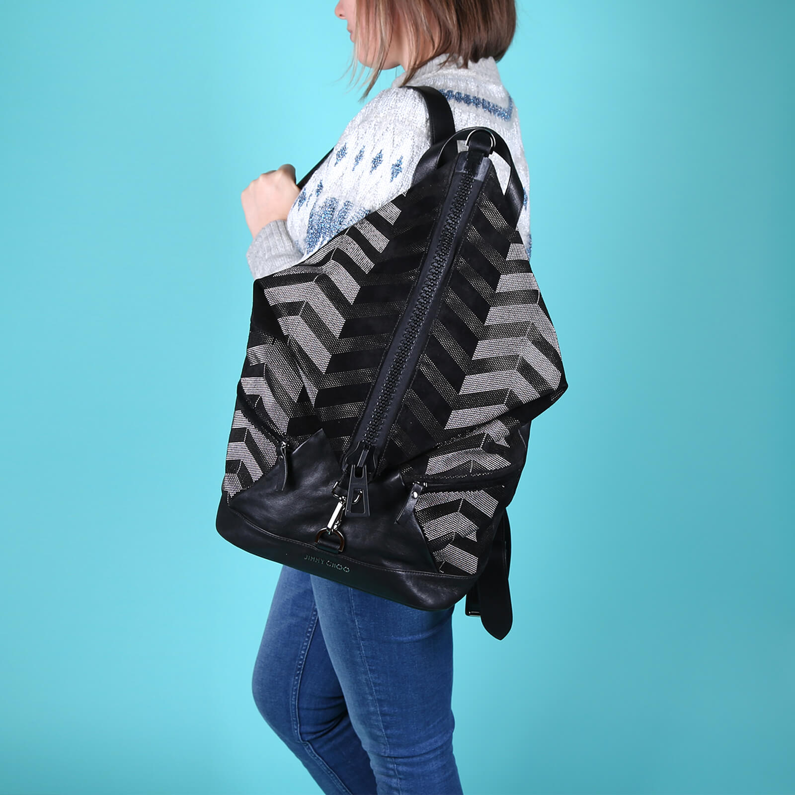 Jimmy Choo Fitzroy Micro Studded Calfskin Backpack Black www.luxurybags.eu