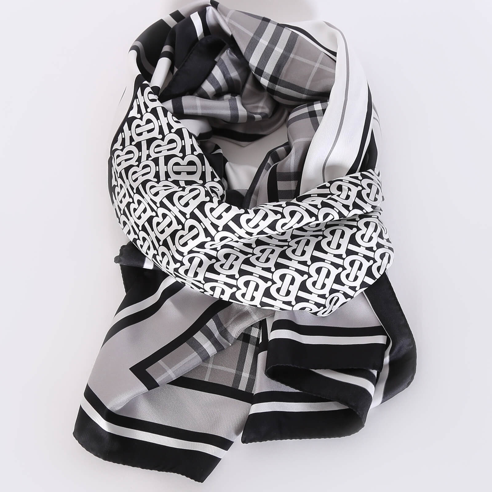 Burberry - Monochrome Multi-Print Silk Scarf Black/White