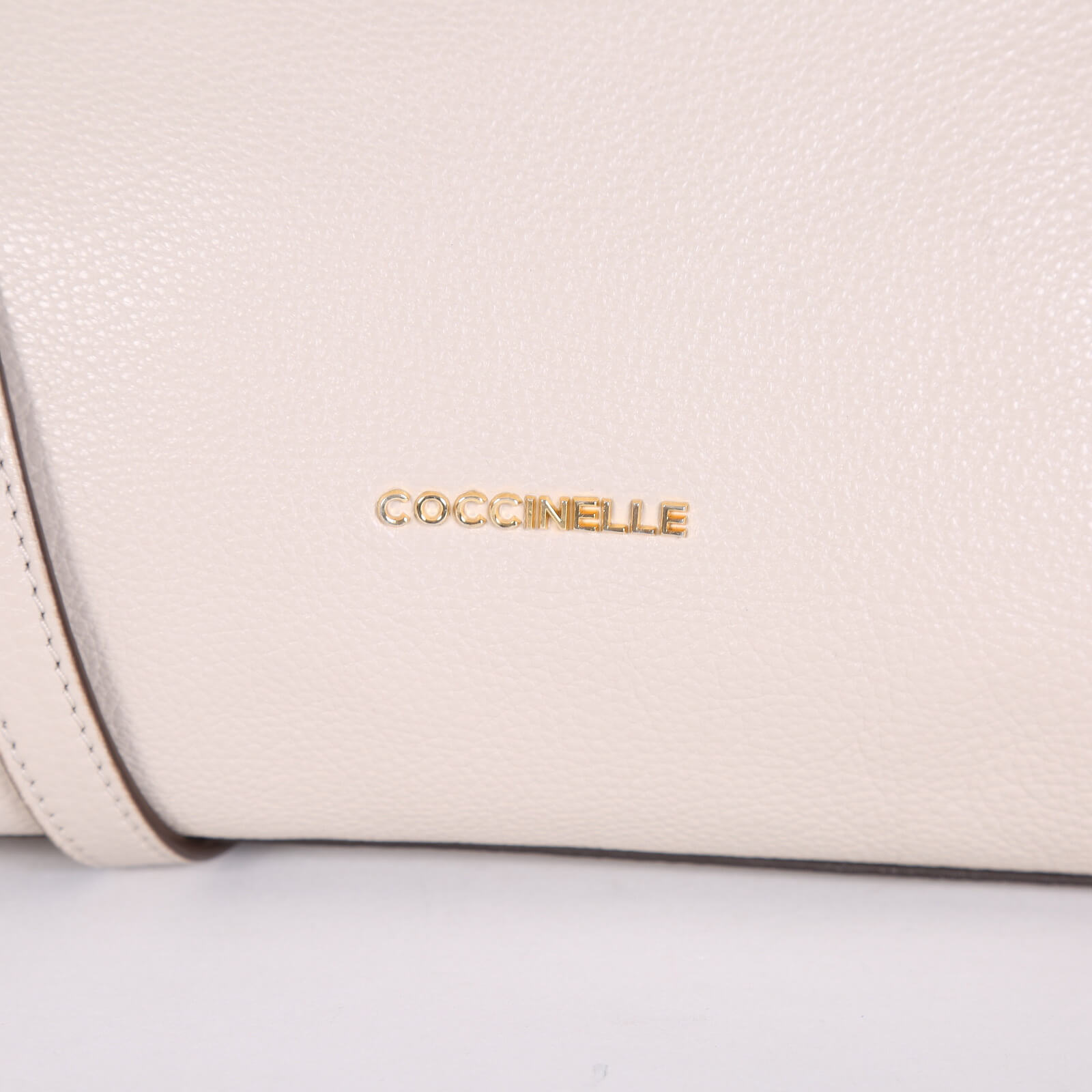 Coccinelle Atsuko Front Zip Leather Shoulder Bag Beige www