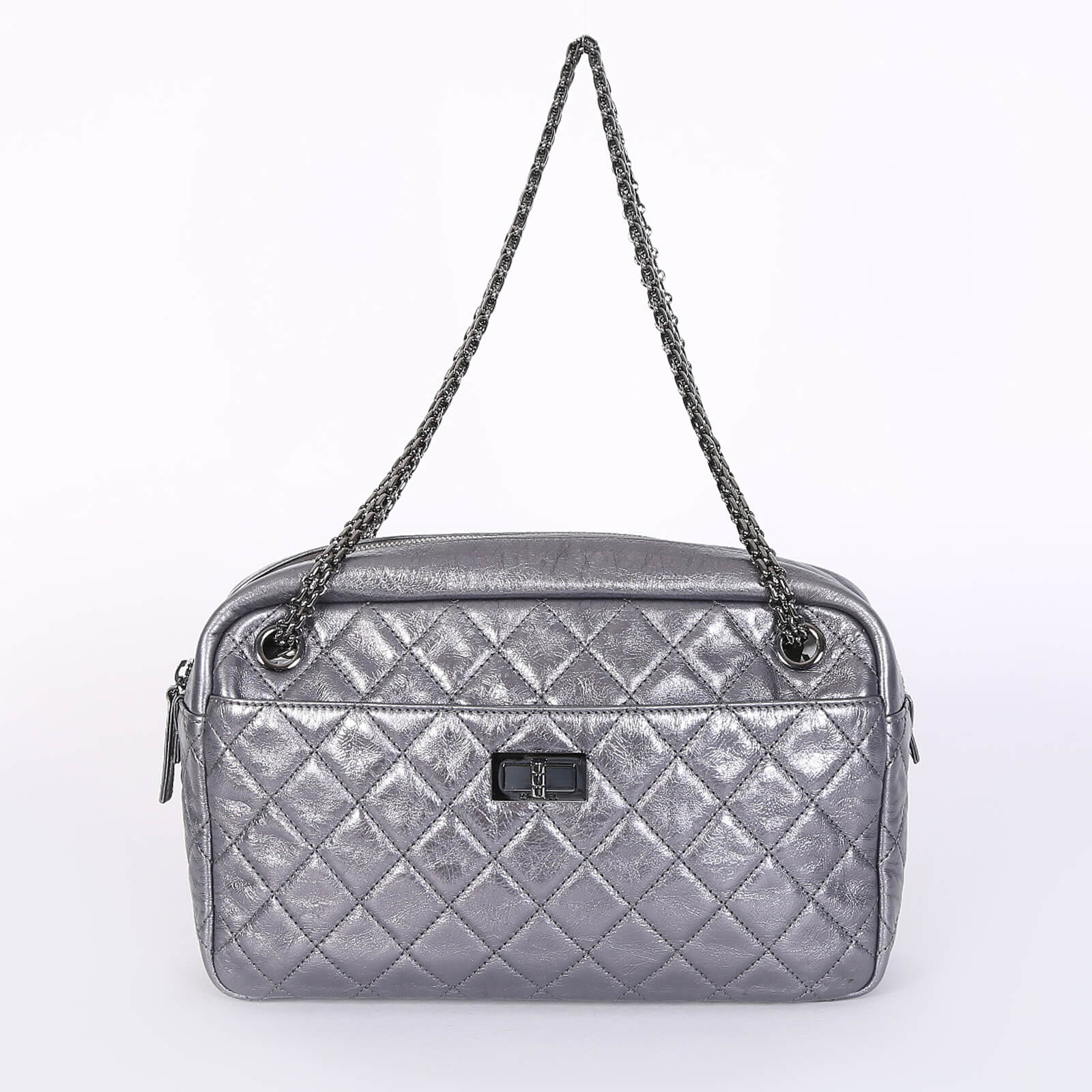 Chanel - Reissue Top Zip Aged Calfskin Camera Bag Silver