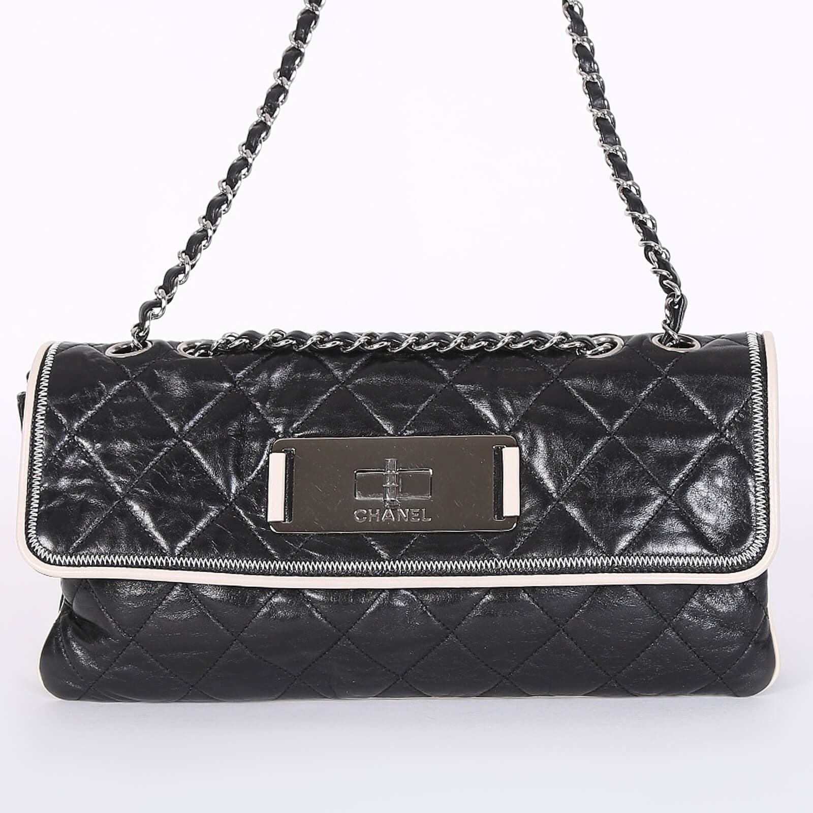 Chanel - Mademoiselle East West Lambskin Flap Bag Black