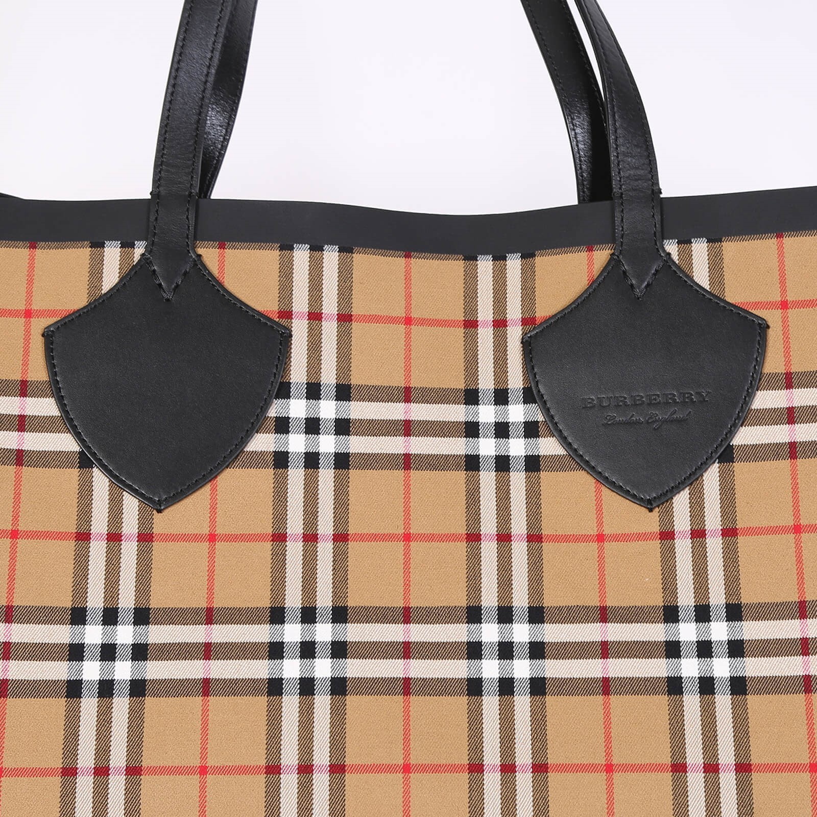 Burberry The Giant Reversible Tote In Canvas Check And Leather, $1,801, farfetch.com