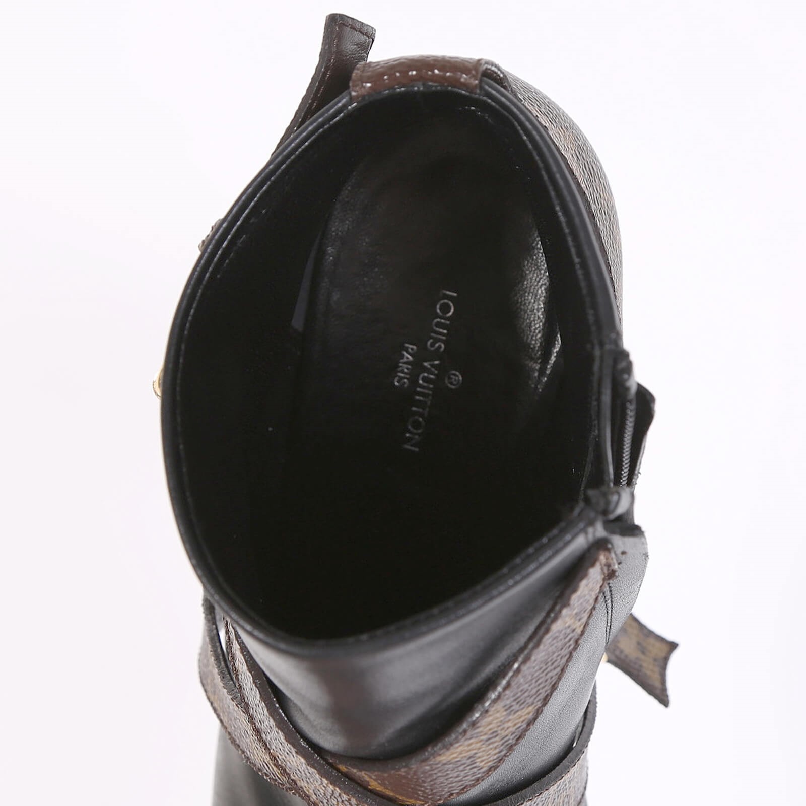 Louis Vuitton - Matchmake Calfskin & Monogram Heel Ankle Boots Black 36