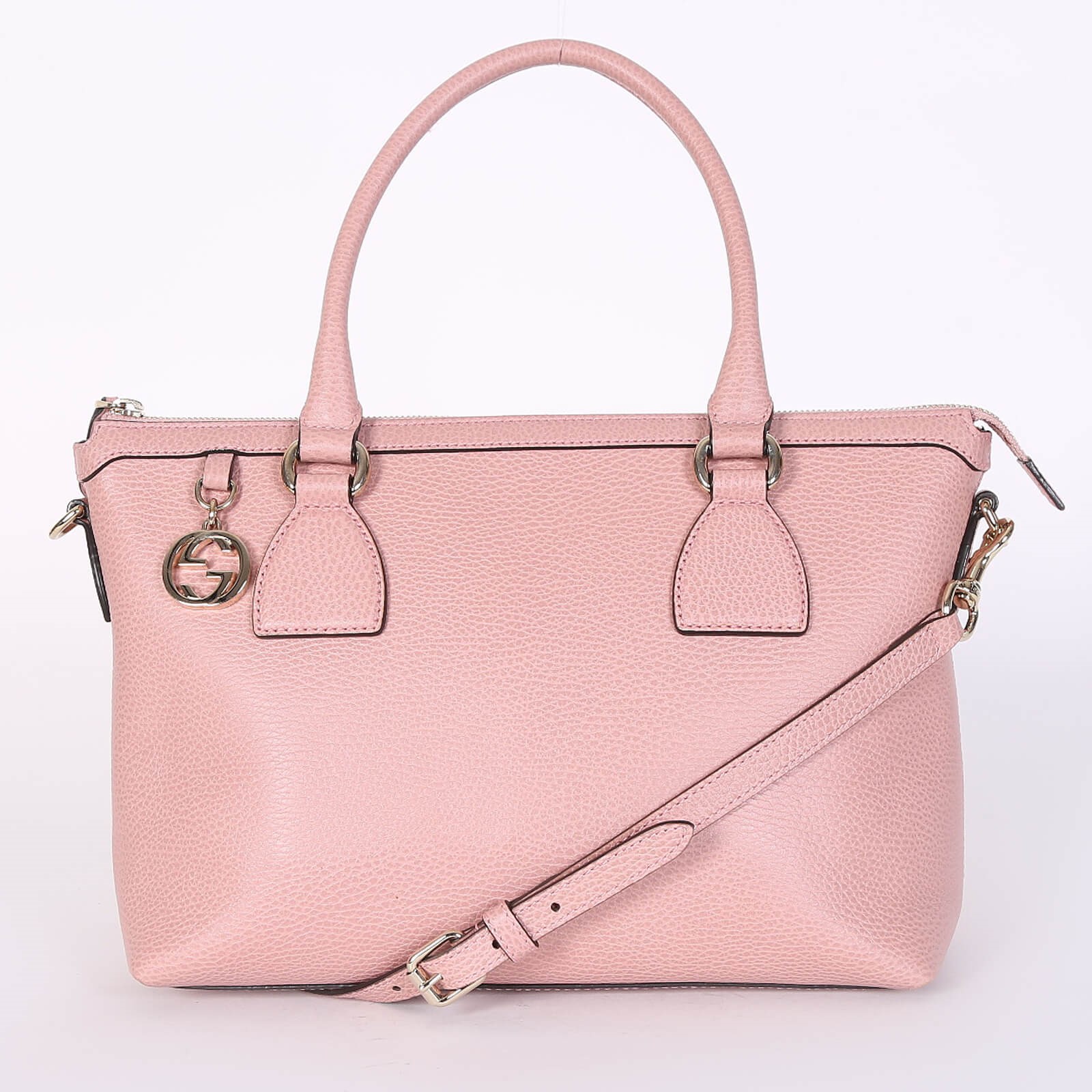 NEW GUCCI Dollar Calfskin Interlocking GG LARGE Leather Shoulder Bag Soft  Pink