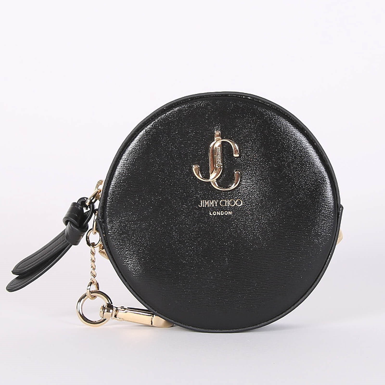 Jimmy Choo JC Round Grainy Leather Coin Purse Black www.luxurybags.eu
