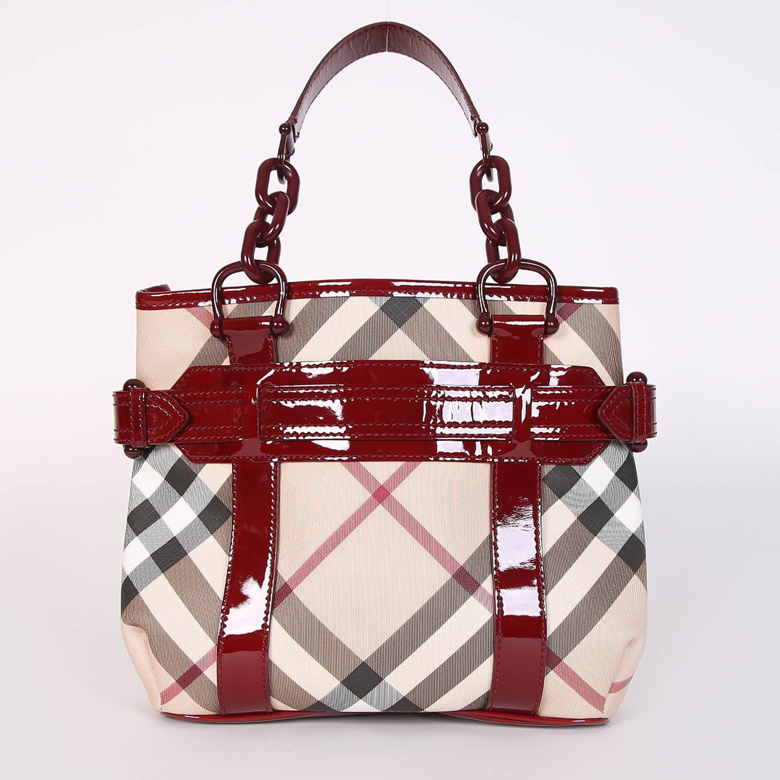 Burberry, Bags, Burberry Nova Check Plaid Red Leather Wallet