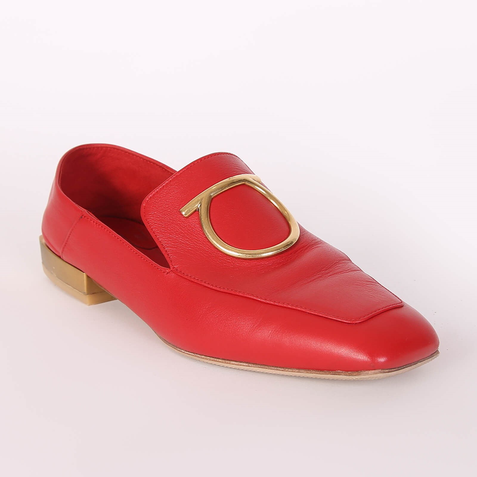 Salvatore Ferragamo Mirror Heel Calfskin Loafers Red 37 5 www.luxurybags.eu