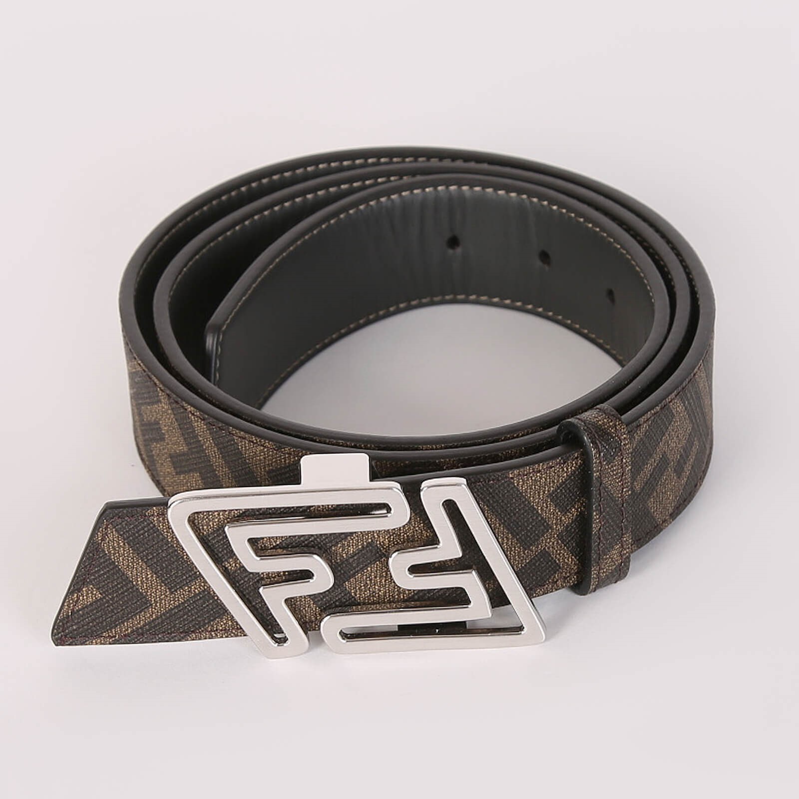 Fendi FF Faster Buckle Reversible Belt Brown Grey 95 www.luxurybags.eu