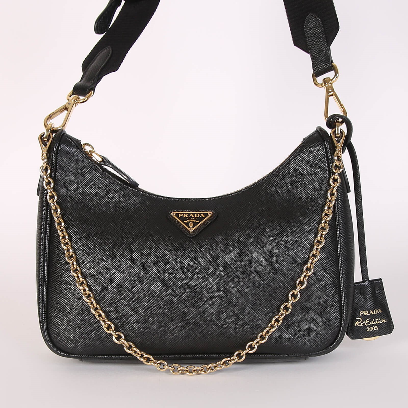 Black Prada Re-edition 2005 Saffiano Leather Bag