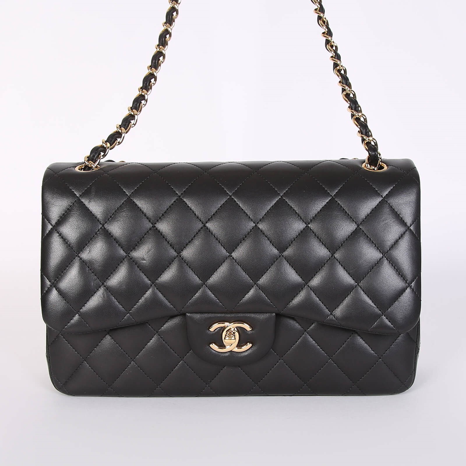 Chanel - Large Jumbo Classic Double Flap Bag Lambskin Noir | www