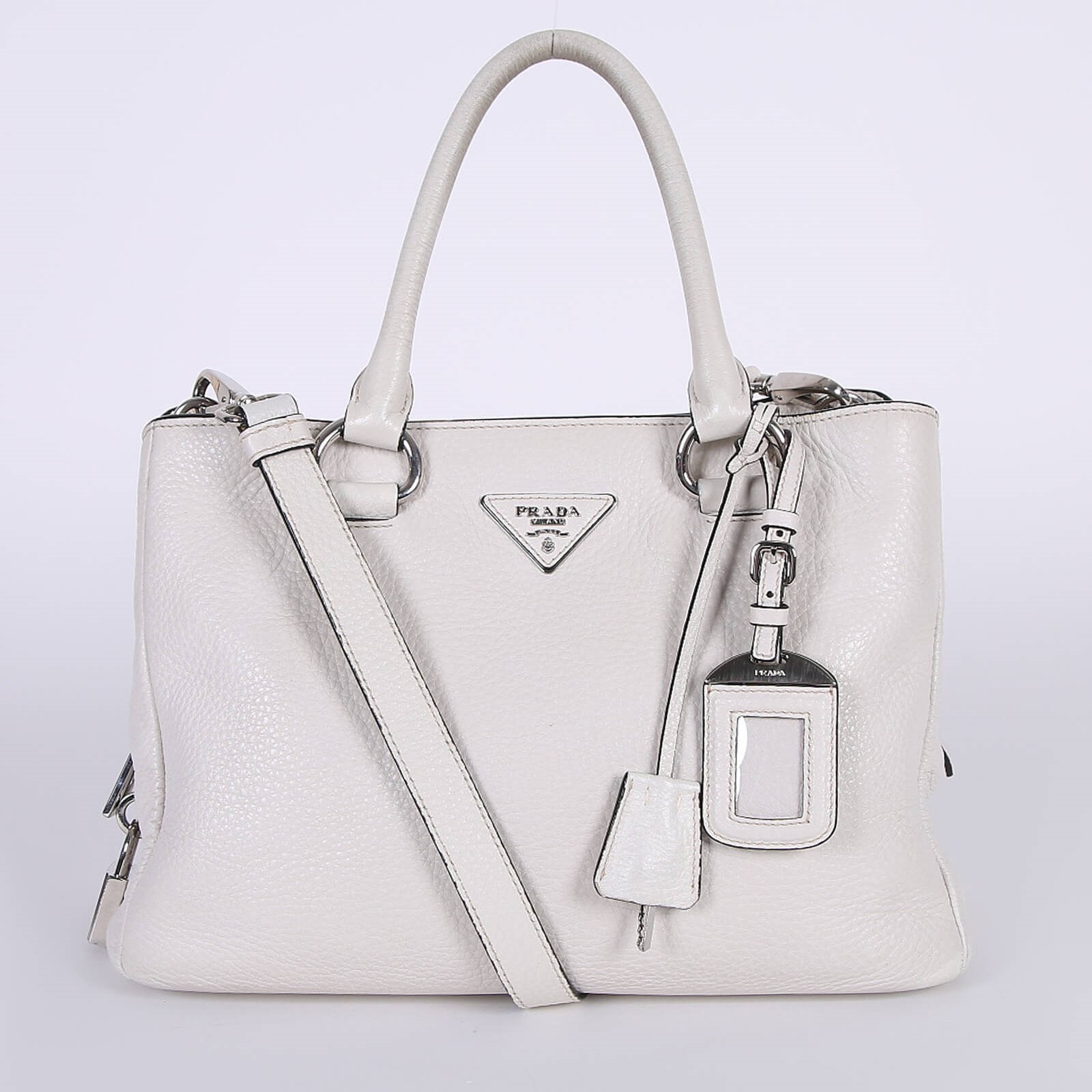 Prada White Leather Vitello Phenix Crossbody Bag – Queen Bee of Beverly  Hills