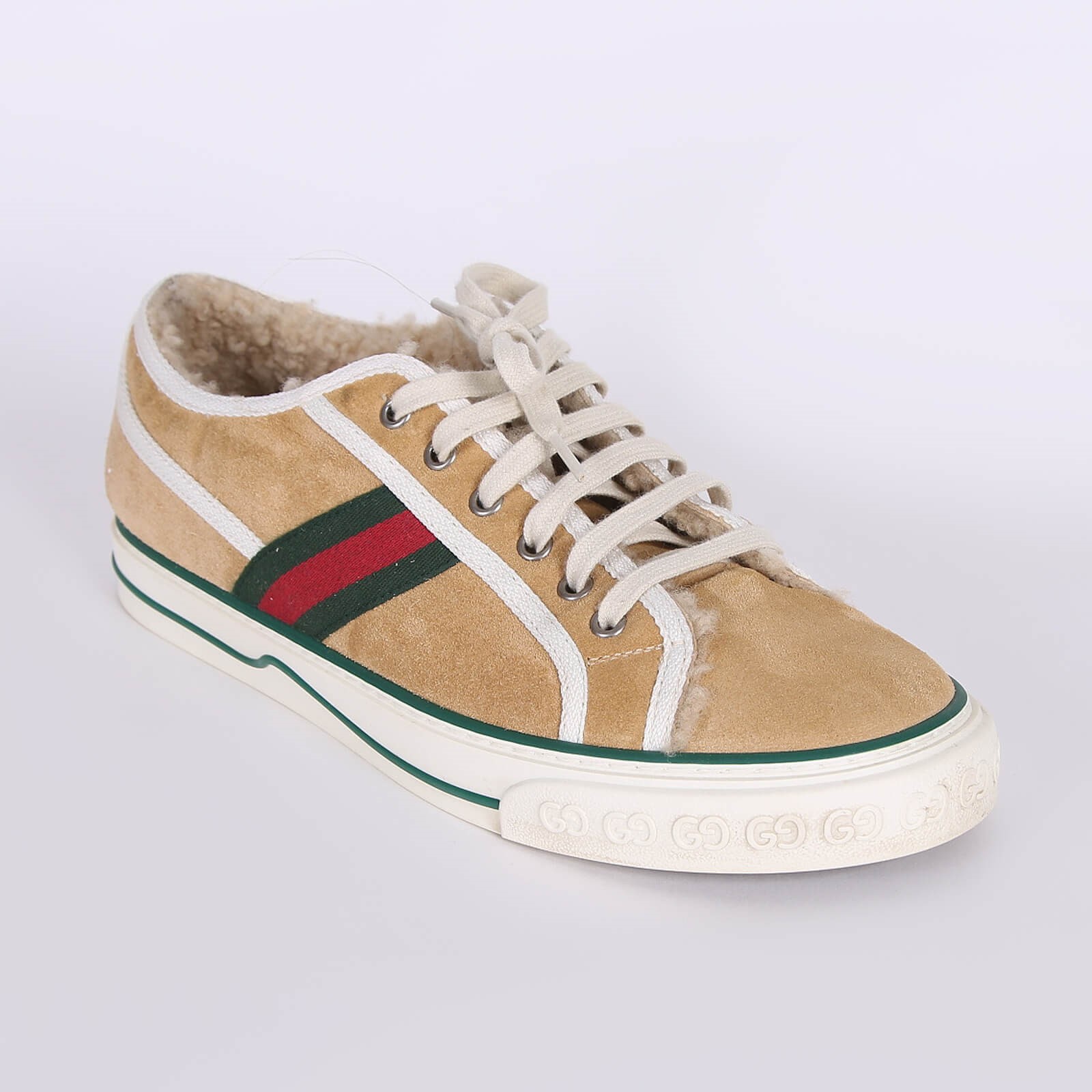 Gucci Tennis 1977 Shearling Suede Sneakers Beige 9 www.luxurybags.eu