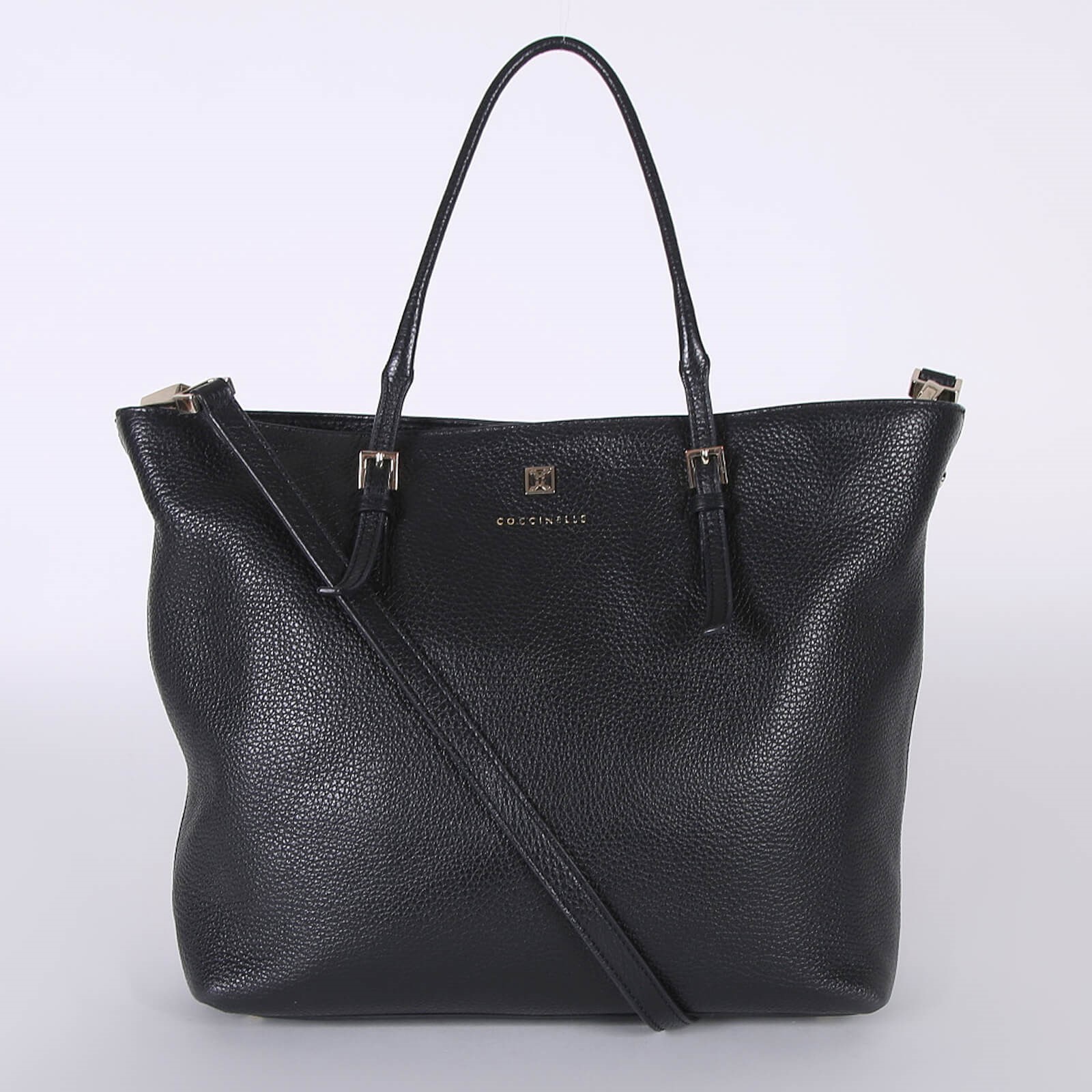 Coccinelle Small Leather Tote with Strap Black www.luxurybags.eu