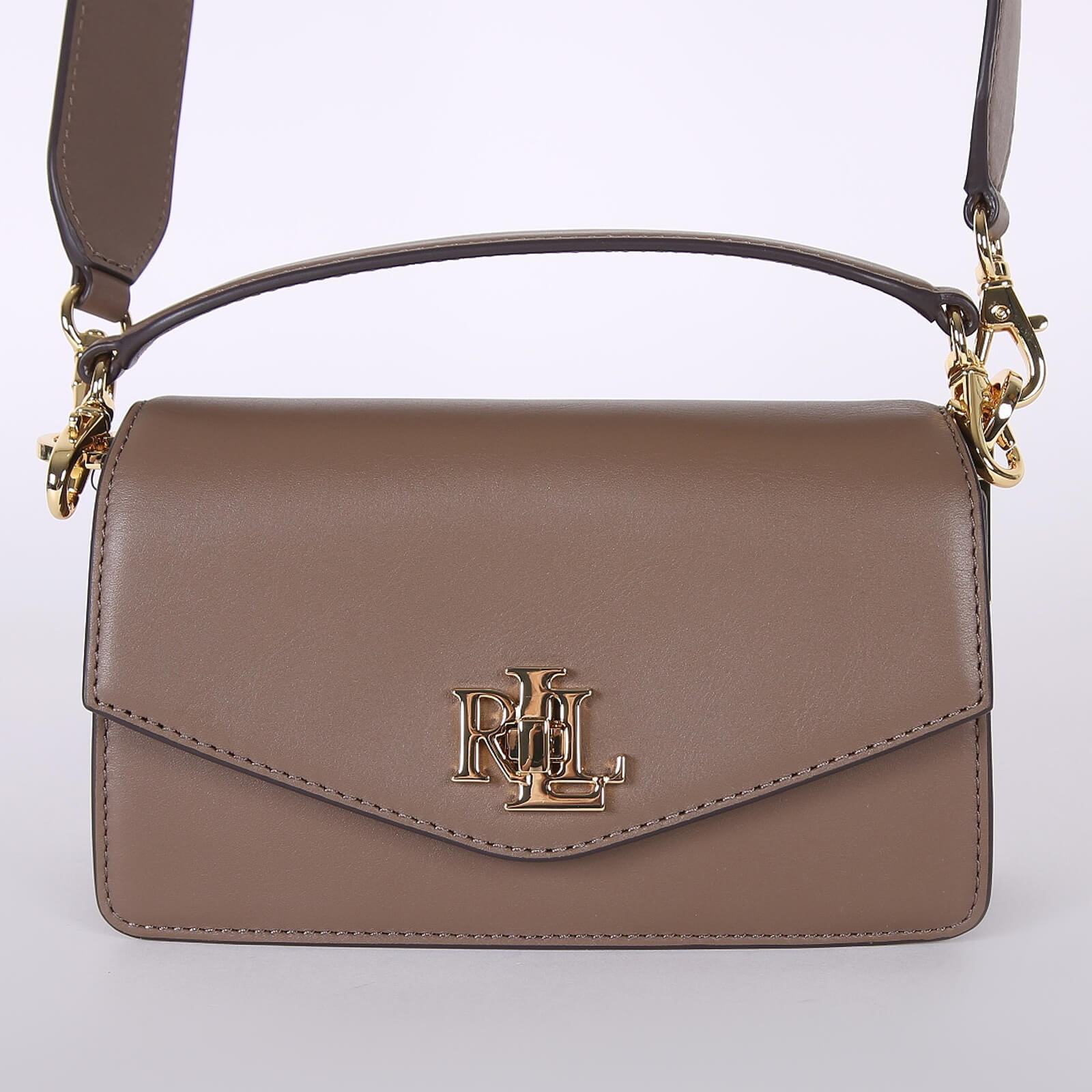 Lauren Ralph Lauren Tayler 19 Small Leather Crossbody Bag Grey www.luxurybags.eu