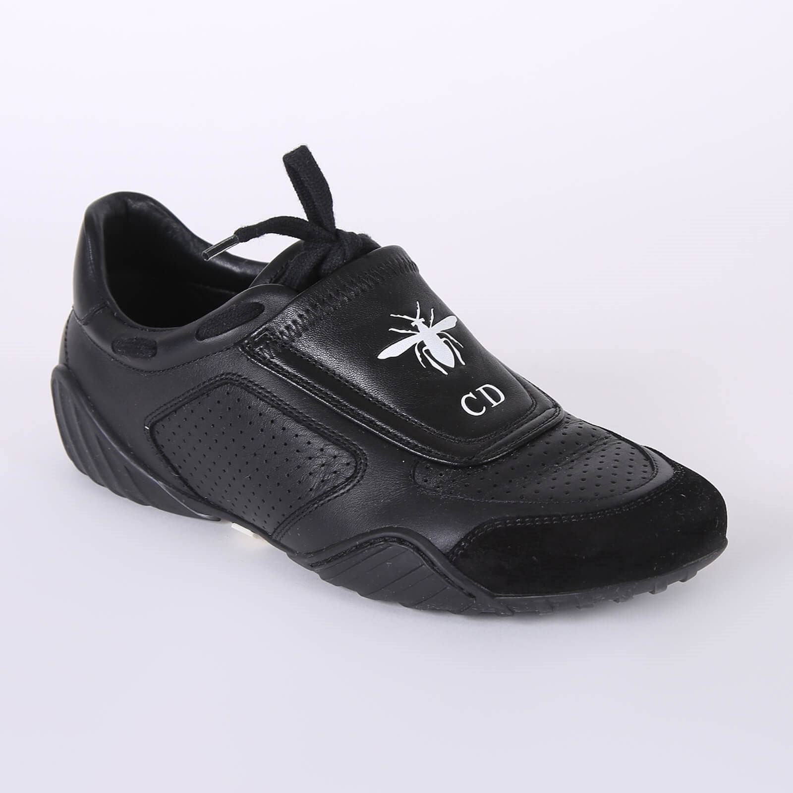 Dior D Fence Perforated Calfskin Suede Sneakers Black 37 www.luxurybags.eu