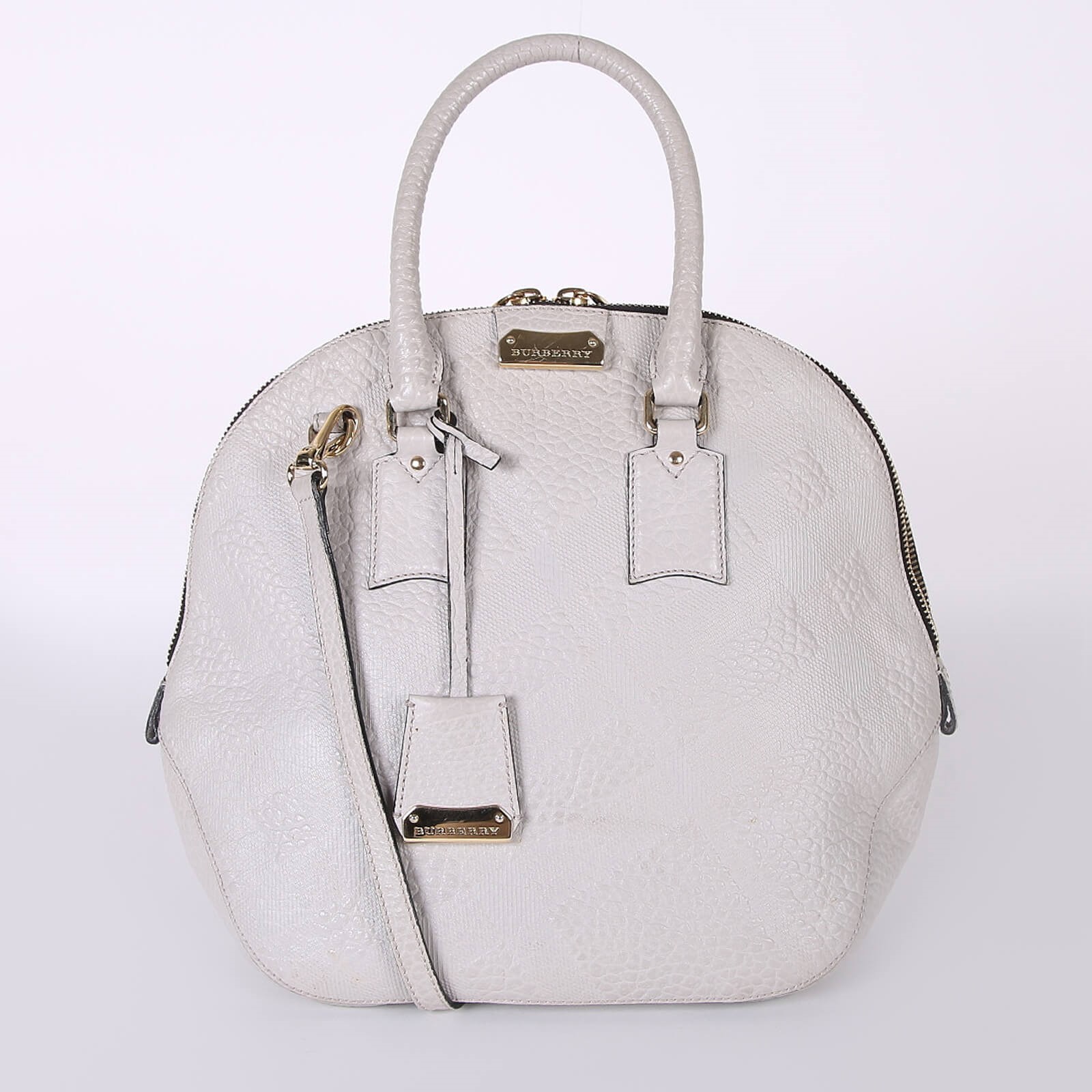 Burberry Orchard Medium Grained Leather Bowling Bag Grey www.luxurybags.eu