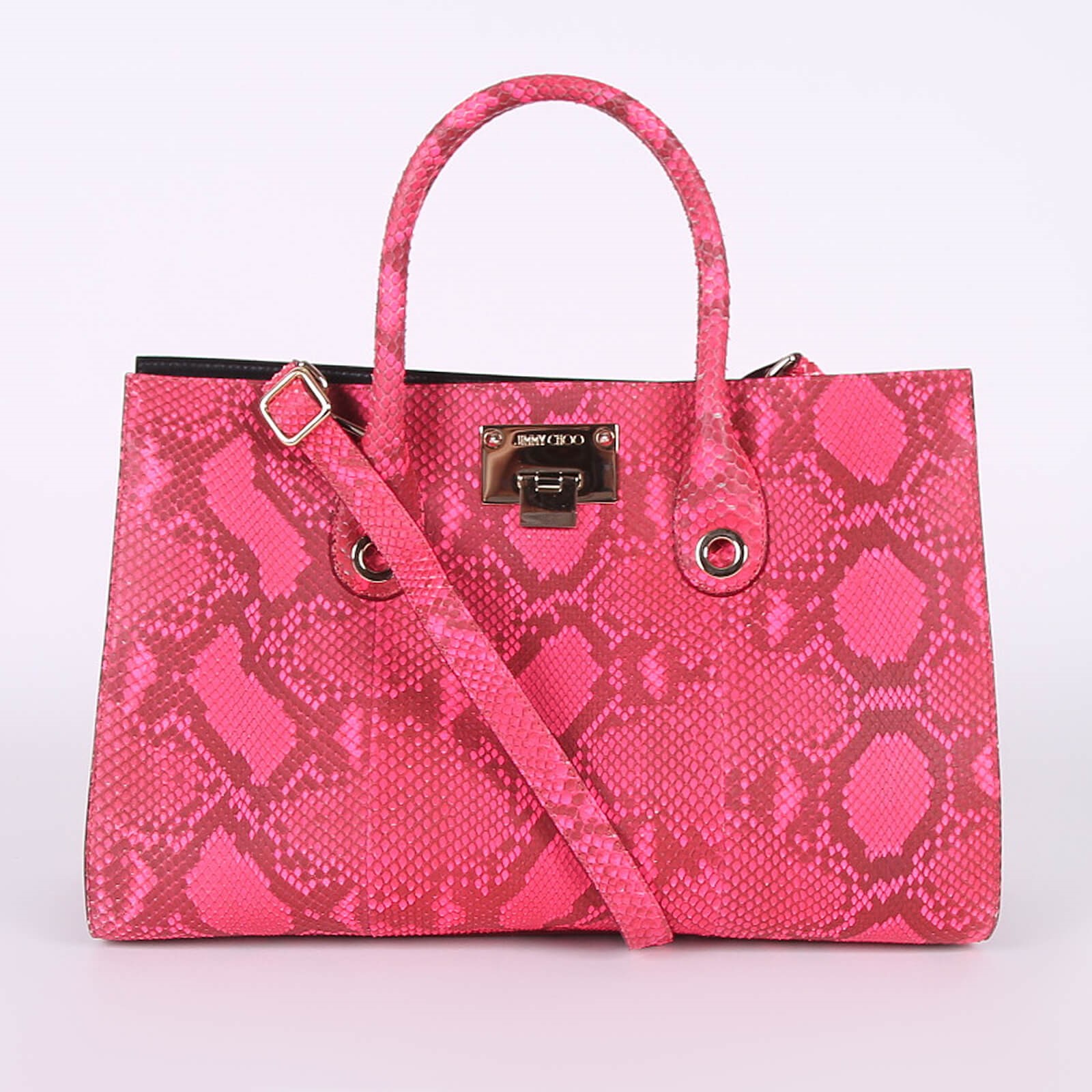 Jimmy Choo - Riley Python Leather Tote Neon Pink | www